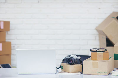 Full frame shot of laptop on table