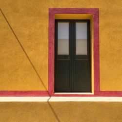 Closed door of building