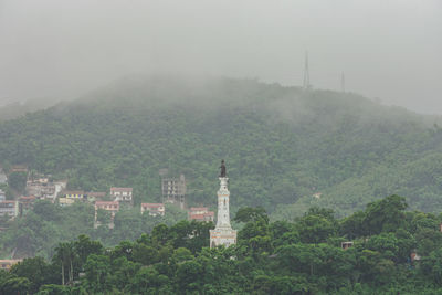 View of trees and buildings against sky