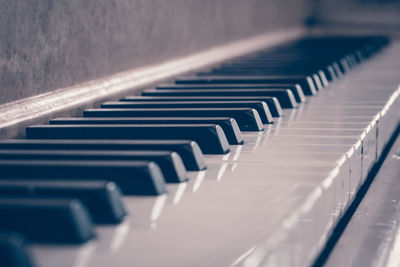 Close-up of piano keys