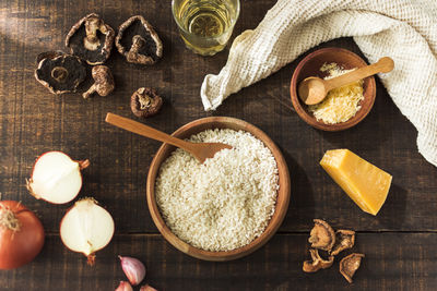 High angle view of food on table