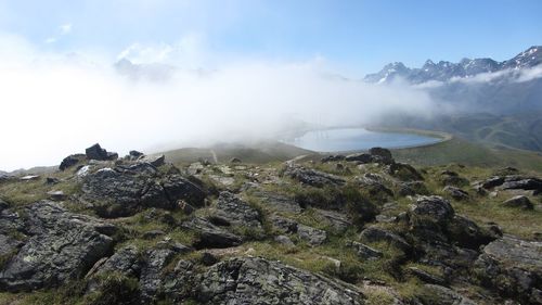 Scenic view of mountains against sky