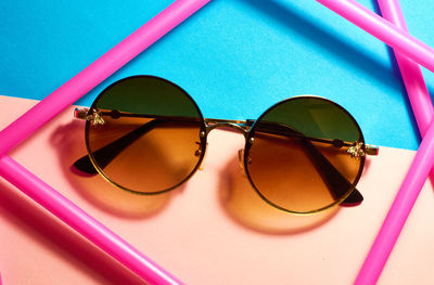 Close-up of sunglasses on table