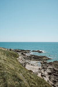 Scenic view of sea against clear sky