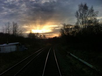 Railroad track at sunset