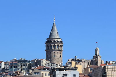 Galata tower amidst buildings against clear sky