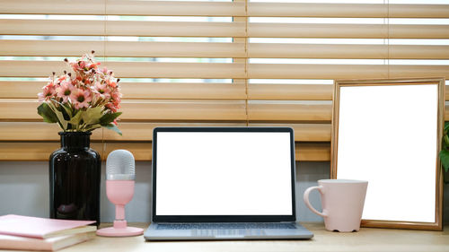 Laptop on table