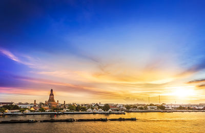 View of buildings against cloudy sky during sunset