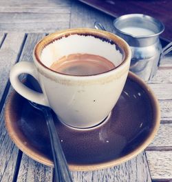 Close-up of coffee cup on table