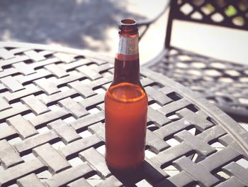 Close-up of bottle on table