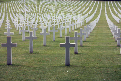 Usa military cemetery of second world war with crosses of dead soldiers resting in florence