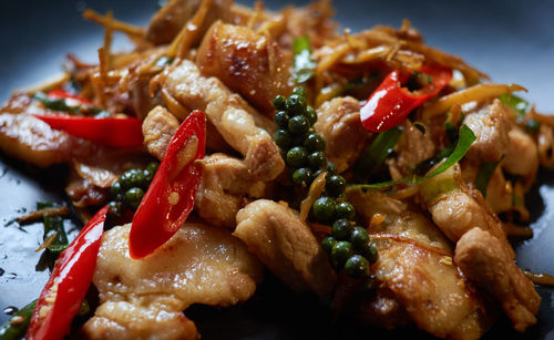 Close-up of food served in plate