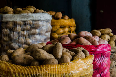 Various potates in basket
