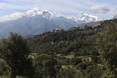 Scenic view of mountains against sky