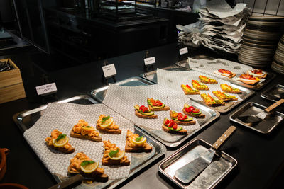 High angle view of food in kitchen