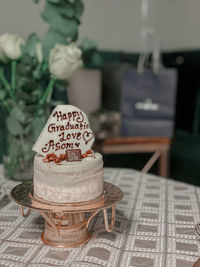 Close-up of cake on table