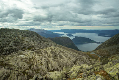 Scenic view of dramatic landscape against sky