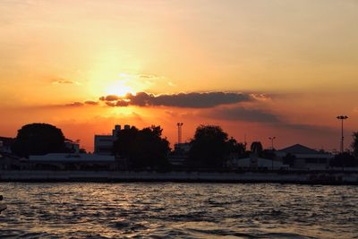 Scenic view of sea at sunset
