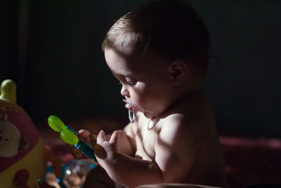 Close-up portrait of a cute baby boy