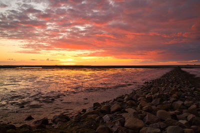 Scenic view of sea against sky during sunset