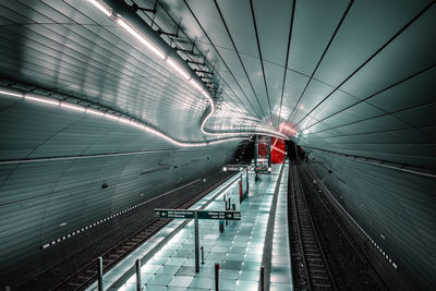 High angle view of people at subway station