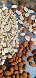 High angle view of coffee beans on table