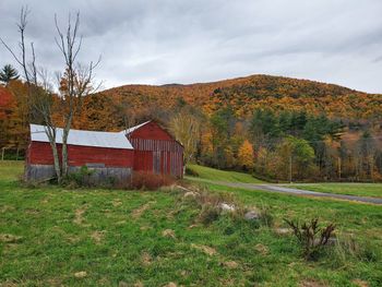 Scenic view of field against sky during autumn