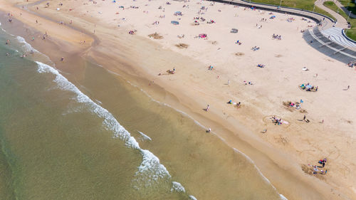 High angle view of people on beach
