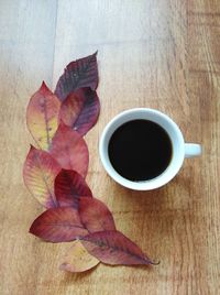 Directly above shot of coffee cup on table