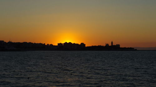 Scenic view of calm sea at sunset