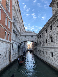Beautiful view of the bridge of sighs with bright blue sky behind. venice, italy