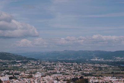 High angle view of townscape against sky