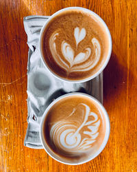 Close-up of cappuccino on coffee cup