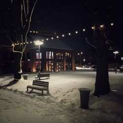 Illuminated street light at night