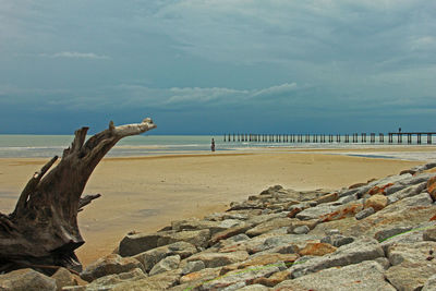 Scenic view of beach against sky