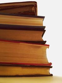 Stack of books on table