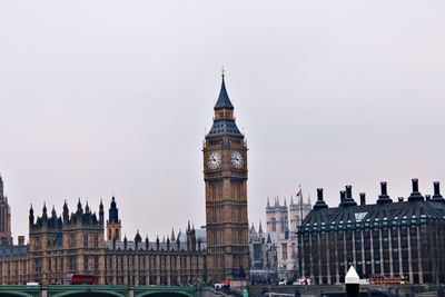 View of clock tower in city against sky