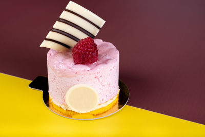 Close-up of dessert with ice cream on table