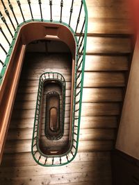 High angle view of spiral stairs