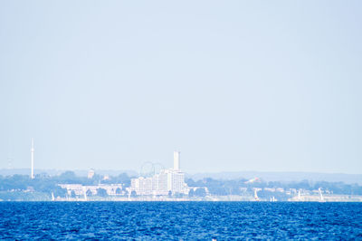 View of cityscape against clear sky