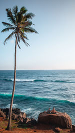 Scenic view of sea against clear sky