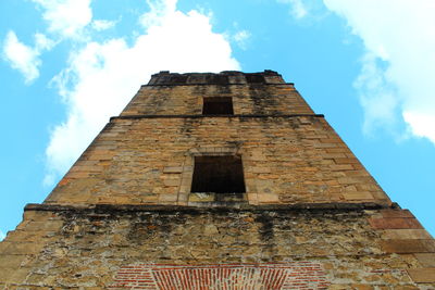 Low angle view of temple against cloudy sky