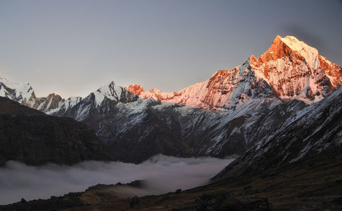 Breathtaking view around annapurna base camp in nepal.