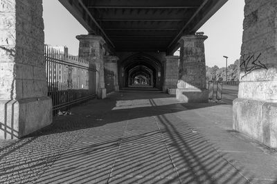 Interior of bridge against sky