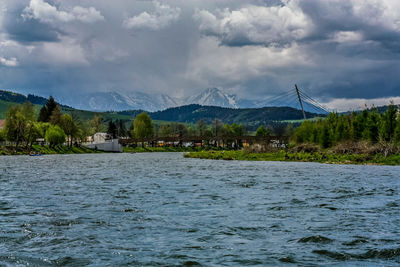 Scenic view of lake against sky