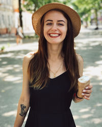 Smiling girl with an ice cream