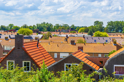 High angle view of townscape against sky