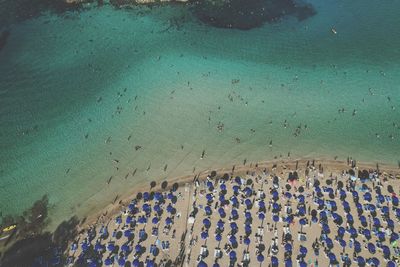 High angle view of people at beach