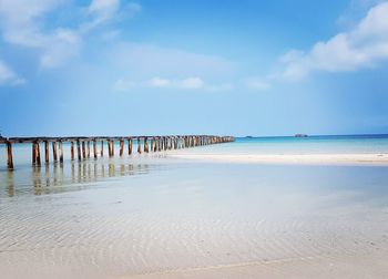 Scenic view of beach against sky