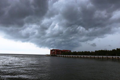 Scenic view of dramatic sky over beach